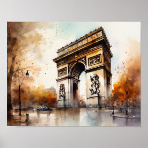 Arc De Triomphe Paris França Art Impressão Poster