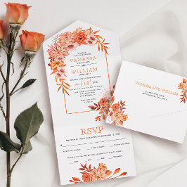 Arca com flores e casamentos outono de laranja