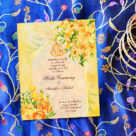 Arca de flores amarelas Ganesha Haldi Convite de O
