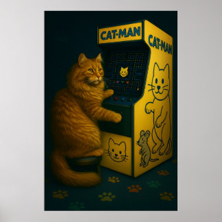Arcade Homem-Gato - Poster de Gatos Retro