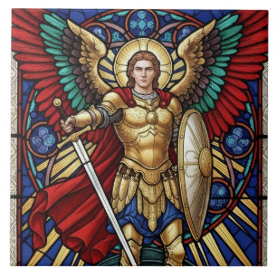 Arcanjo Miguel - Anjo Colorido de Vidro Pintado