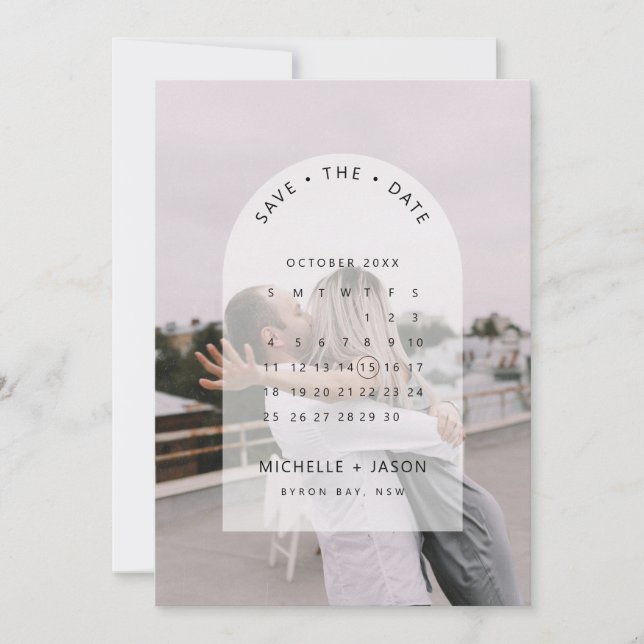 Arch calendário fotografar Salvar a Data Convite (Frente)