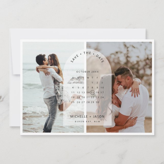 Arch calendário fotografar Salvar a Data Convite (Frente)