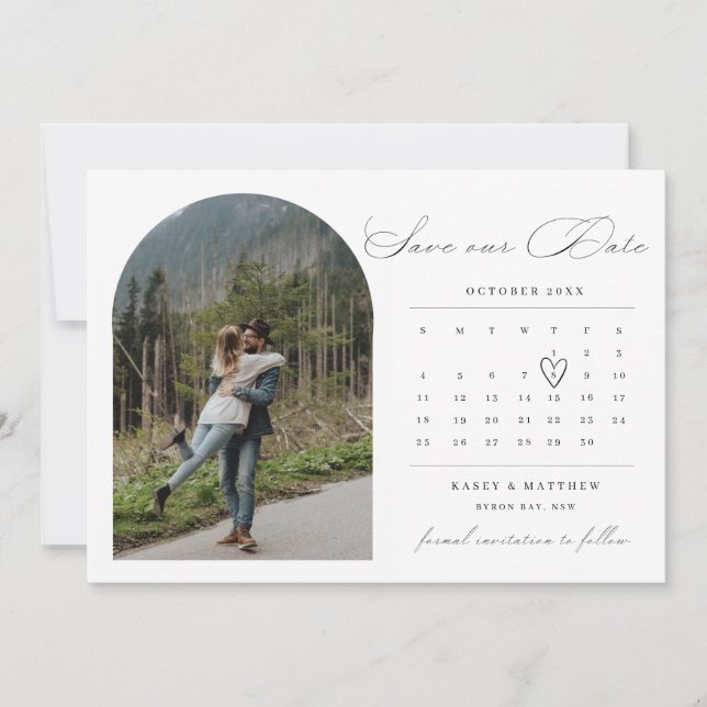 Arch calendário fotografar Salvar a Data Convite (Frente)