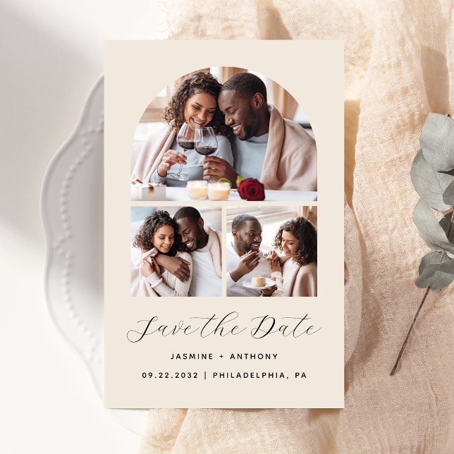 Arch do Orçamento - Colagem de 3 Fotos Beige Salva (Criador carregado)