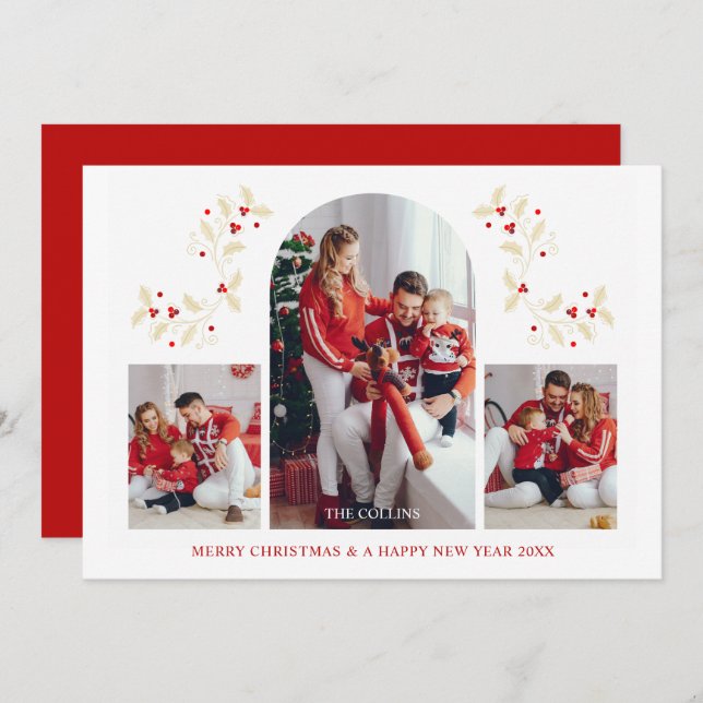 Arch Effect Christmas Branches 3 Photos Collage (Frente/Verso)