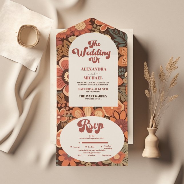 Arch Groovy Retro 70s Casamento Floral (Criador carregado)