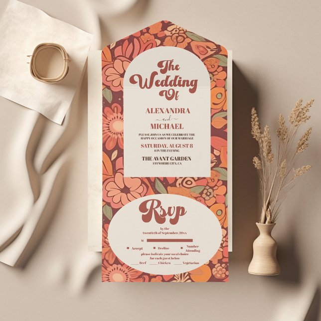 Arch Groovy Retro 70s Casamento Floral (Criador carregado)