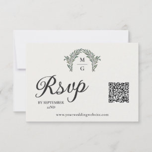 Arch Laurel Wreath Monograma QR Code RSVP Online
