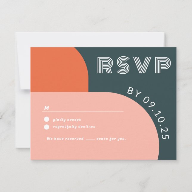 Arch Modern Groovy Retro RSVP Código QR Casamento (Frente)