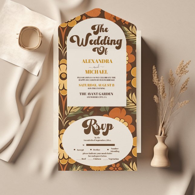Arch Modern Retro 70s Casamento Floral (Criador carregado)