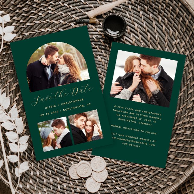 Arch orçamental 4 Fotos Emerald Green Salvar a Dat (Criador carregado)