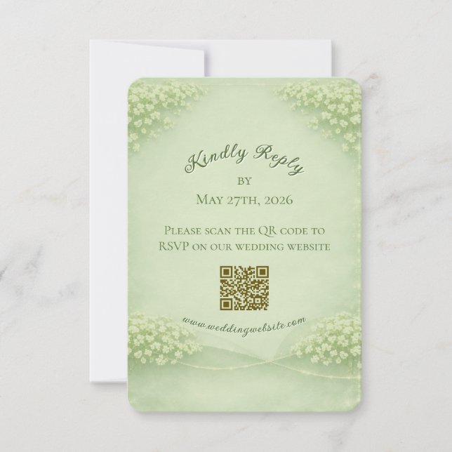 Arched Soft Green Wedding RSVP card (Frente)