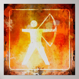 Archery Ahead Highway Road Sign Grunge Poster