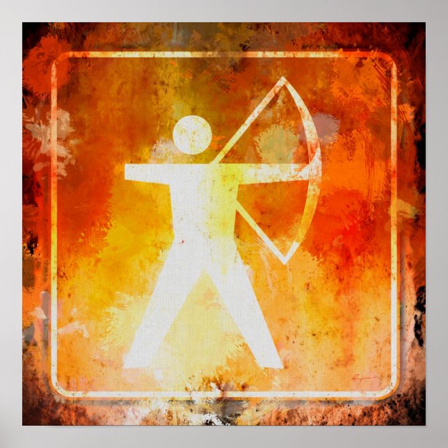Archery Ahead Highway Road Sign Grunge Poster (Frente)