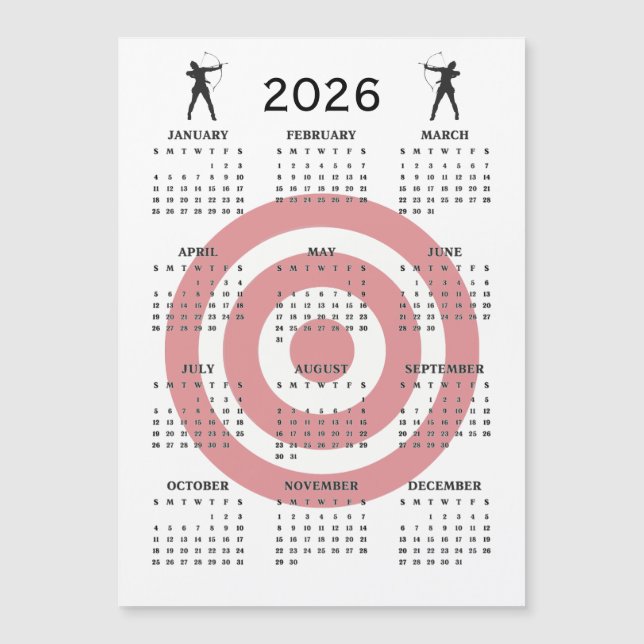 Archery Design 2026 Calendar Magnetic Card (Frente)