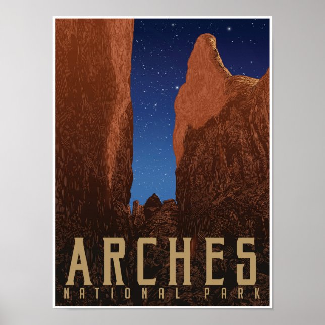 Arches National Park Poster de viagens; Starscape (Frente)