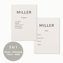 Architectural Wedding Program Menu