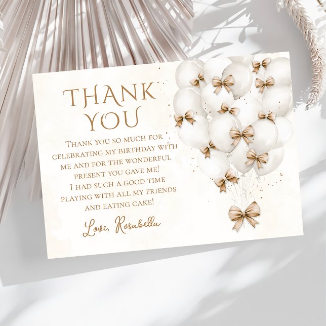 Arco Beige Balões Garota Cartões de agradecimentos (Criador carregado)