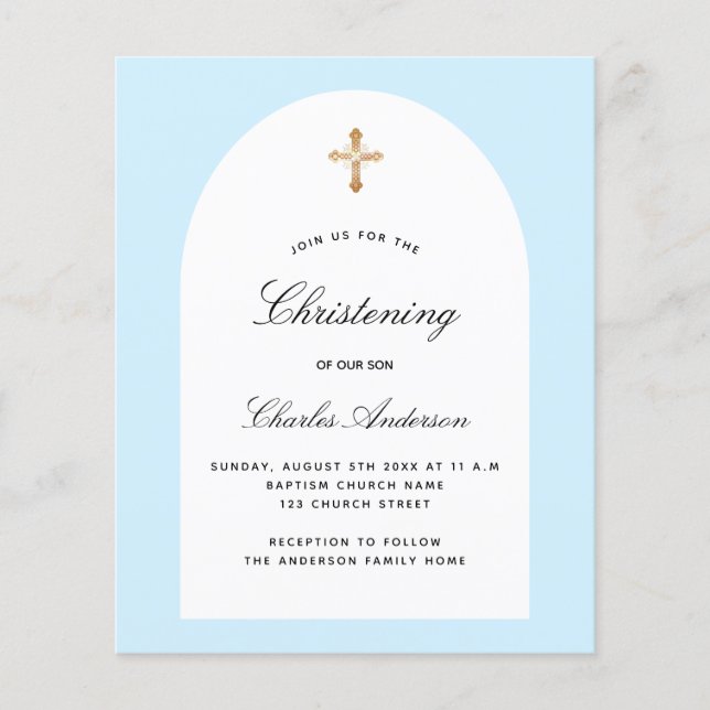 Arco branco azul claro para batizado menino (Frente)