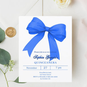 Arco branco azul-real Quinceanera convite