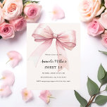 Arco cor-de-rosa elegante SWEET 16 convite<br><div class="desc">Um bege macio,  fundo colorido creme,  decorado com um arco grande rosa. Personalize e adicione um nome e detalhes da parte. 1 folha = 1 convite impresso de borda a borda.</div>