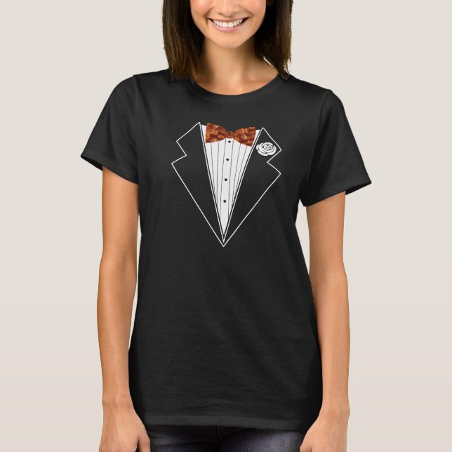 Arco de Bacon Tuxedo T Camisa Longa (Frente)
