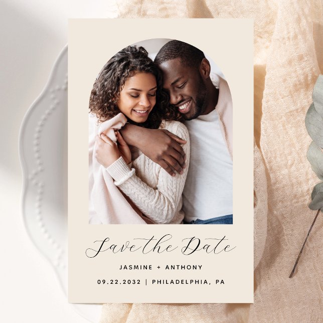 Arco de Foto Boho com Orçamento Beige para Save th (Criador carregado)