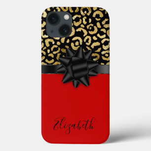 Arco de Impressão de Leopardo Vermelho Preto Doura