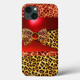 ARCO DE PELE GIRAFFE LEOPARD IMPRESSO, RUBY GEMSTO
