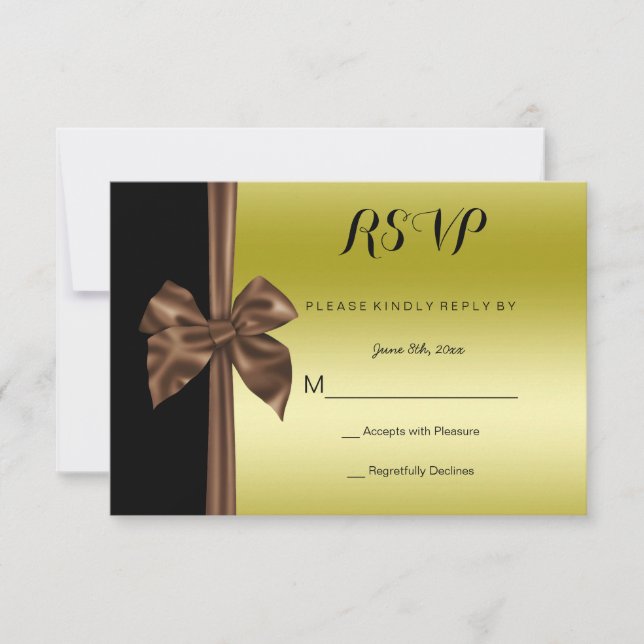 Arco de Seda Romântico Dourado e Preto RSVP (Frente)