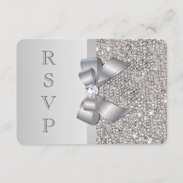 Arco de Sequências Silver Faux RSVP de Casamento (Frente)