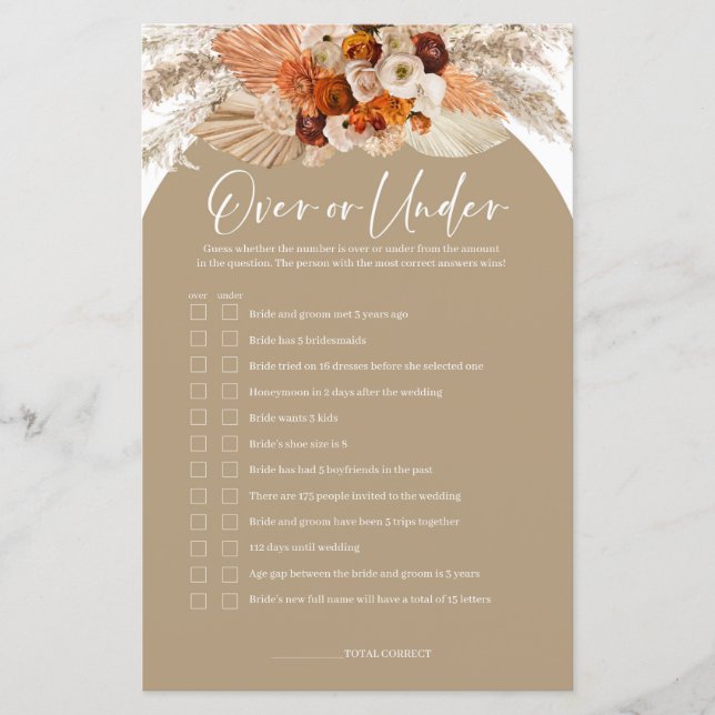 Arco do boho terracotta pampas sobre ou sob jogo (Frente)