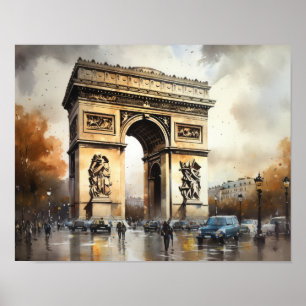 Arco do Triunfo Paris França Impressão de Arte Pos