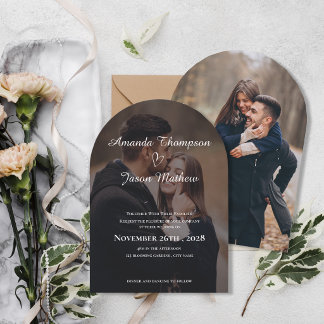 Arco Elegante com Duas Fotos Convite de Casamento