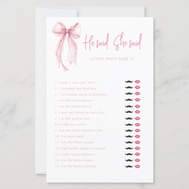 Arco Elegante Ele Disse Que Ela Disse Jogo Chá de  (Frente)