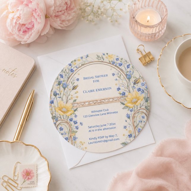 Arco Floral Azul e Amarelo Elegante (Criador carregado)