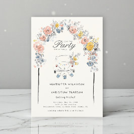 Arco Floral Caprichoso de Aquarela Convite de Casa