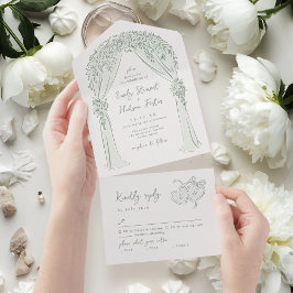 Arco Floral Desenhado à Mão Sábio Casamento Capric