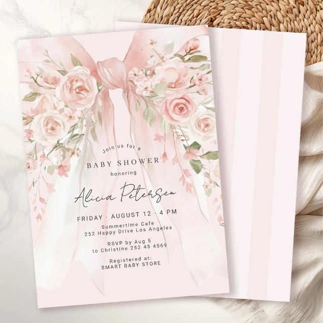 Arco floral rosa menina elegante convite para chá  (Criador carregado)