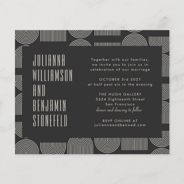 Arco Geométrico Moderno do Orçamento Linhas Negras (Frente)