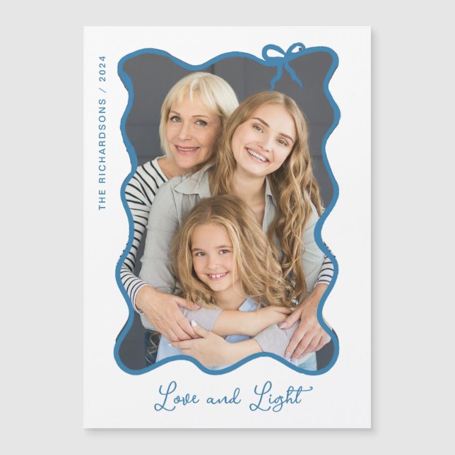 Arco Hanukkah | Cartão de Hanukkah de Foto Azul e  (Frente)