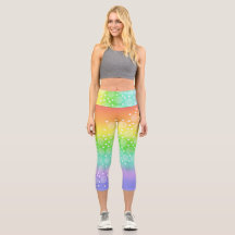 Arco-íris Brilhante com Círculos Leggings Capri
