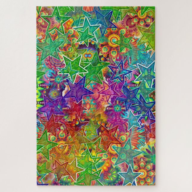 Arco-Íris Colorido De Estrelas Quebra-cabeça (Vertical)