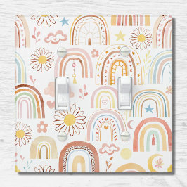 Arco-íris Coloridos Fofos e Flores de Margarida Ab