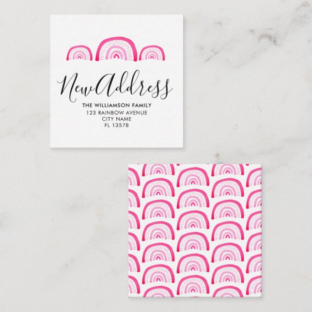 Arco-Íris Cor-de-rosa com Anúncio Movendo Moderno (Frente/Verso)