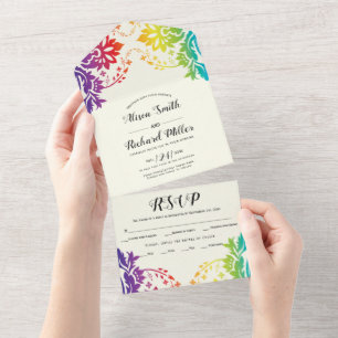 Arco-íris cores damask gay, casamento lésbico