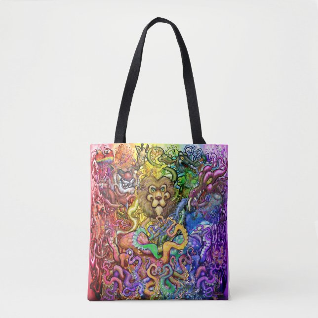 Arco-Íris de Animais Tote Bag (Frente)