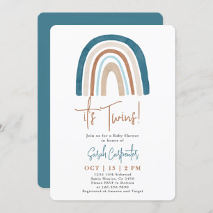 Arco-Íris, é o convite do Chá de fraldas Twins