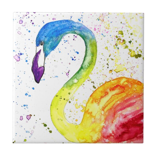 Arco-Íris flamingo Aves tropicais, cor-de-água (Frente)